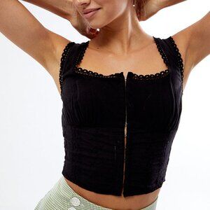 LA Hearts Femme Hook-and-Eye Black Crop Top Sz. L NWT